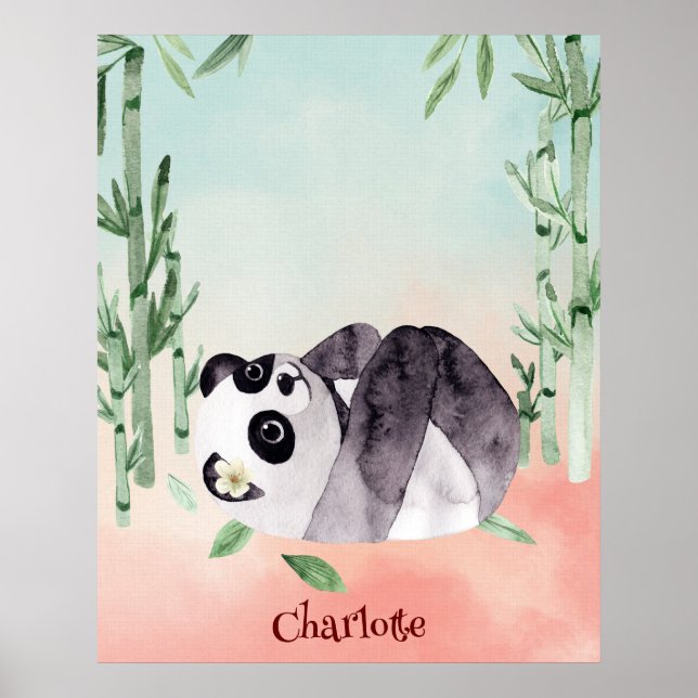 Süßer Purzelnder Panda Poster (Vorne)