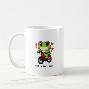 Süßer Radfahrender Frosch Kawaii Frosch Fahrrad Kaffeetasse