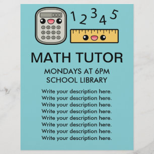 Süßer Rechner und Lineal Mathe-Tutor-Vorlage Flyer