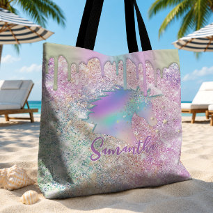 Süßer Regenbogen-Einhorn-Faux-Glitter-Sterne-Monog