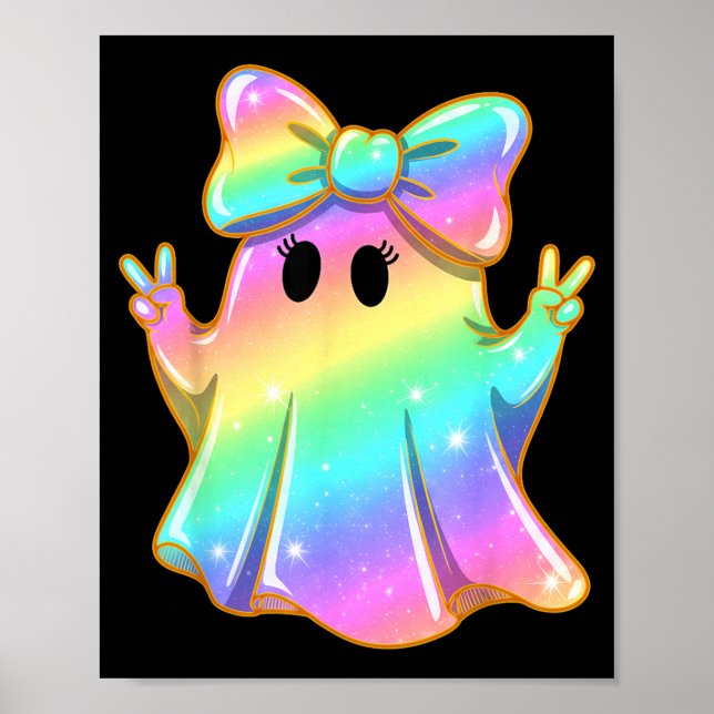 Süßer Regenbogen-Geist Frieden Lustiger Halloween- Poster (Vorne)