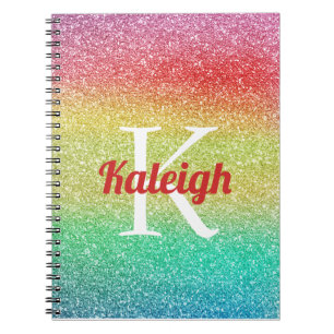 Süßer Regenbogen Glitter Ombre'-Monogramm Notizblock