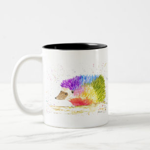 Süßer Regenbogen-Igel Wasserfarbe Tier bunt Zweifarbige Tasse