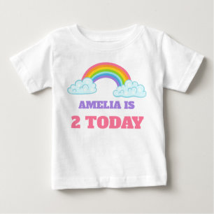 Süßer Regenbogen Kleinkind 2. Geburtstag Name und  Baby T-shirt