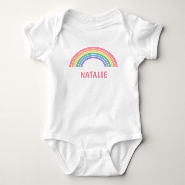 Süßer Regenbogen personalisierter Name Baby Strampler (Vorderseite)