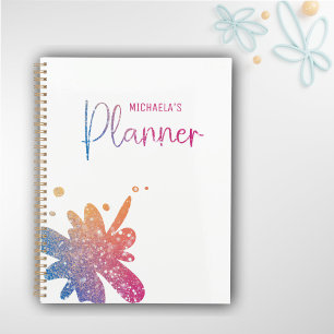 Süßer Regenbogen-Pink-Glitter-Splatter  Planer