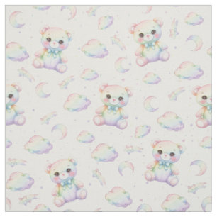 Süßer Regenbogenbär und Pastellwolken-Muster Stoff