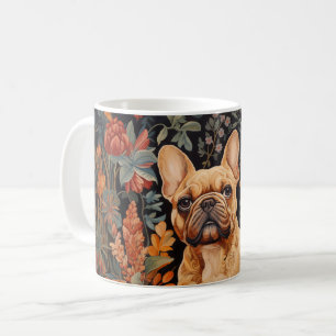 Süßer rehbraun gefärbter Französische Bulldogge in Kaffeetasse