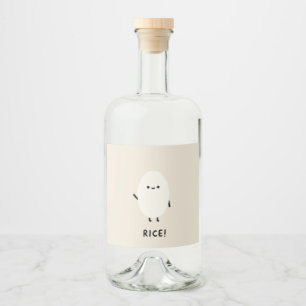 süßer Reis-Charakter minimal kawaii lustiger Reis Alkoholflaschenetikett