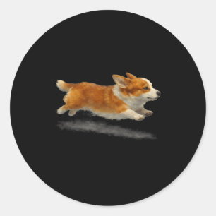 Süßer rennender Hund lustige Corgi-Running-Art-Mem Runder Aufkleber