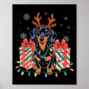 Süßer Rentier-Dachshund-Weihnachten für Frauen Män Poster