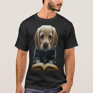 Süßer Retriever-Hund mit Buch Bücherwurm T-Shirt