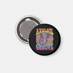Süßer Retro-Axolotl-Groove trippy 70 Hippie-Regenb Magnet