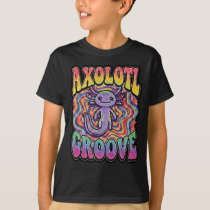 Süßer Retro-Axolotl-Groove trippy 70 Hippie-Regenb T-Shirt
