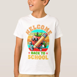 Süßer Retro-Cartoon Apfel Willkommen zurück in d T-Shirt