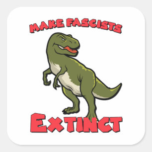 Süßer Retro-Dinosaurier - Macht Faschisten ausster Quadratischer Aufkleber