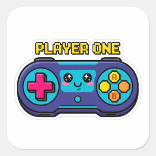 Süßer Retro-Game-Controller-Aufkleber für Spieler  Quadratischer Aufkleber