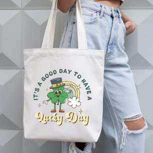 Süßer Retro-Glücksklee zum St. Patrick's Day Tragetasche