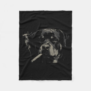 Süßer Retro-Hund Rottweiler Rauch Meme Fleecedecke