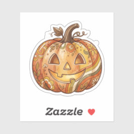 Süßer Retro-Kürbis Vintage 70er Orange Halloween  Aufkleber