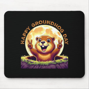 Süßer Retro-Murmeltiertag 2025 Lustiger Tierfeiert Mousepad