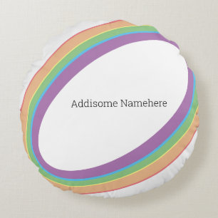 Süßer Retro-Regenbogen  Spaß  Füge Deinen Namen hi Rundes Kissen