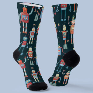 Süßer Retro-Roboter im Stil der 1950er Jahre Socken