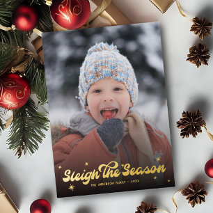 Süßer Retro-Schlitten Die Saison Foto Weihnachten  Folien Feiertagskarte