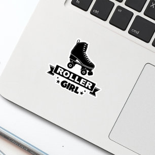 Süßer Retro-Schwarz-Roller-Girl-Skate-Fun-Sticker Aufkleber