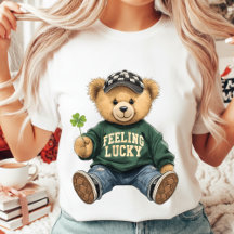 Süßer Retro-Teddybär Fühlt sich Glücklich St. Patr