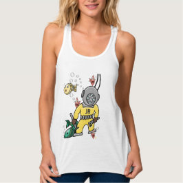 Süßer Retro-Tiefseetaucher und Fische - Monogramm Tank Top