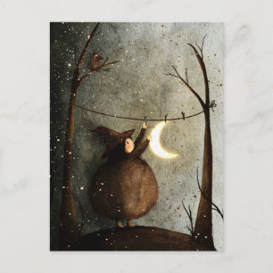 Süßer Retro Vintage Halloween - Den Mond aufhängen Postkarte