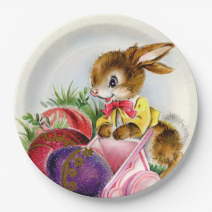 süßer retro vintage Osterhase Feiertag Pappteller