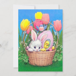 Süßer retro-vintage-Osterhase Nachricht hinzufügen Feiertagskarte