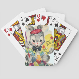 Süßer retro-vintage-Osterhase Spielkarten