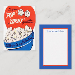 süßer retro-vintage-Popcorn-Valentine Mitteilungskarte