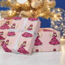 Süßer Retro Vintage Rosa Weihnachtsbaum Mädchen