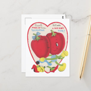 Süßer retro-vintage-Tomaten-Valentin Postkarte
