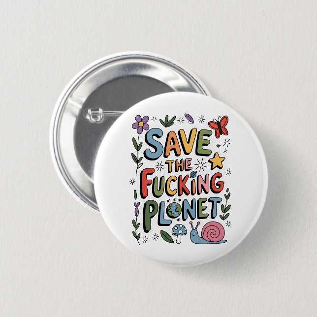 Süßer Retter des Planeten Umwelt Eco-Krieger  Button (Vorne & Hinten)