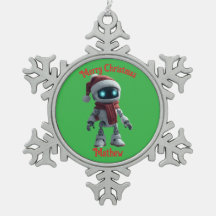 süßer Roboter-Weihnachts-Schneeflocken-Bilderrahme
