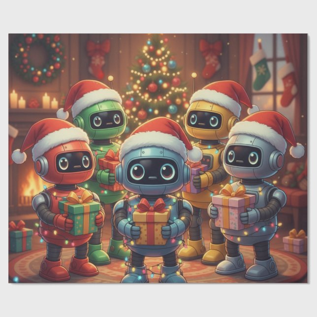 Süßer Roboter Weihnachtsfeiertag  Geschenkpapier (Flach)