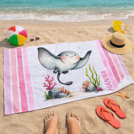 Süßer Rochen Unterwasser Kinder Strand Design Strandtuch