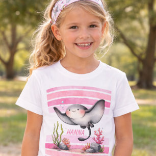 Süßer Rochen Unterwasser Stranddesign für Kinder T-Shirt