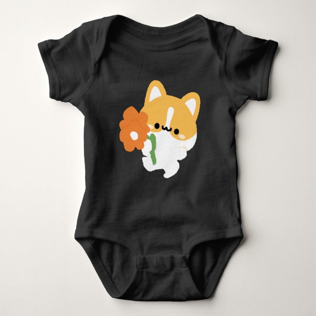 Süßer romantischer Corgi Baby Strampler (Vorderseite)