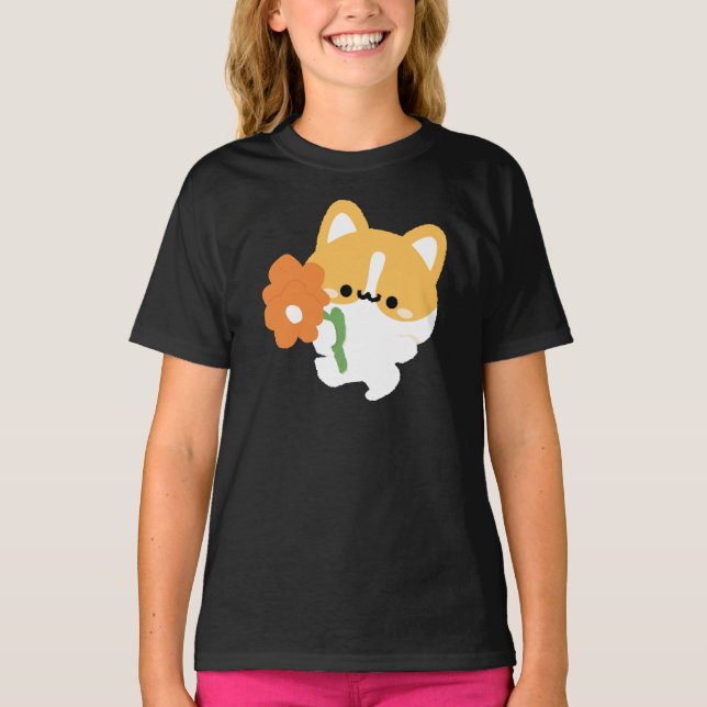 Süßer romantischer Corgi T-Shirt (Vorderseite)