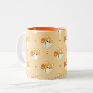 Süßer romantischer Corgi-Welpe Zweifarbige Tasse