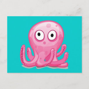 süßer rosa alberner Oktopus Postkarte