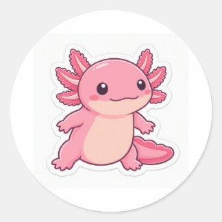 Süßer Rosa Axolotl-Aufkleber Runder Aufkleber