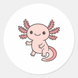 Süßer Rosa Axolotl-Cartoon – Adorable Kawaii Salam Runder Aufkleber