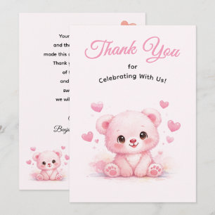 Süßer rosa Babybär für Mädchen-Geburtstag Dankeskarte